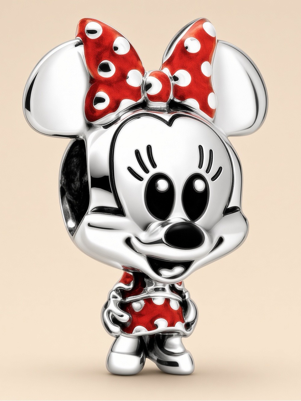 Pandora Silver Minnie Mouse Charm with Red Enamel Bow